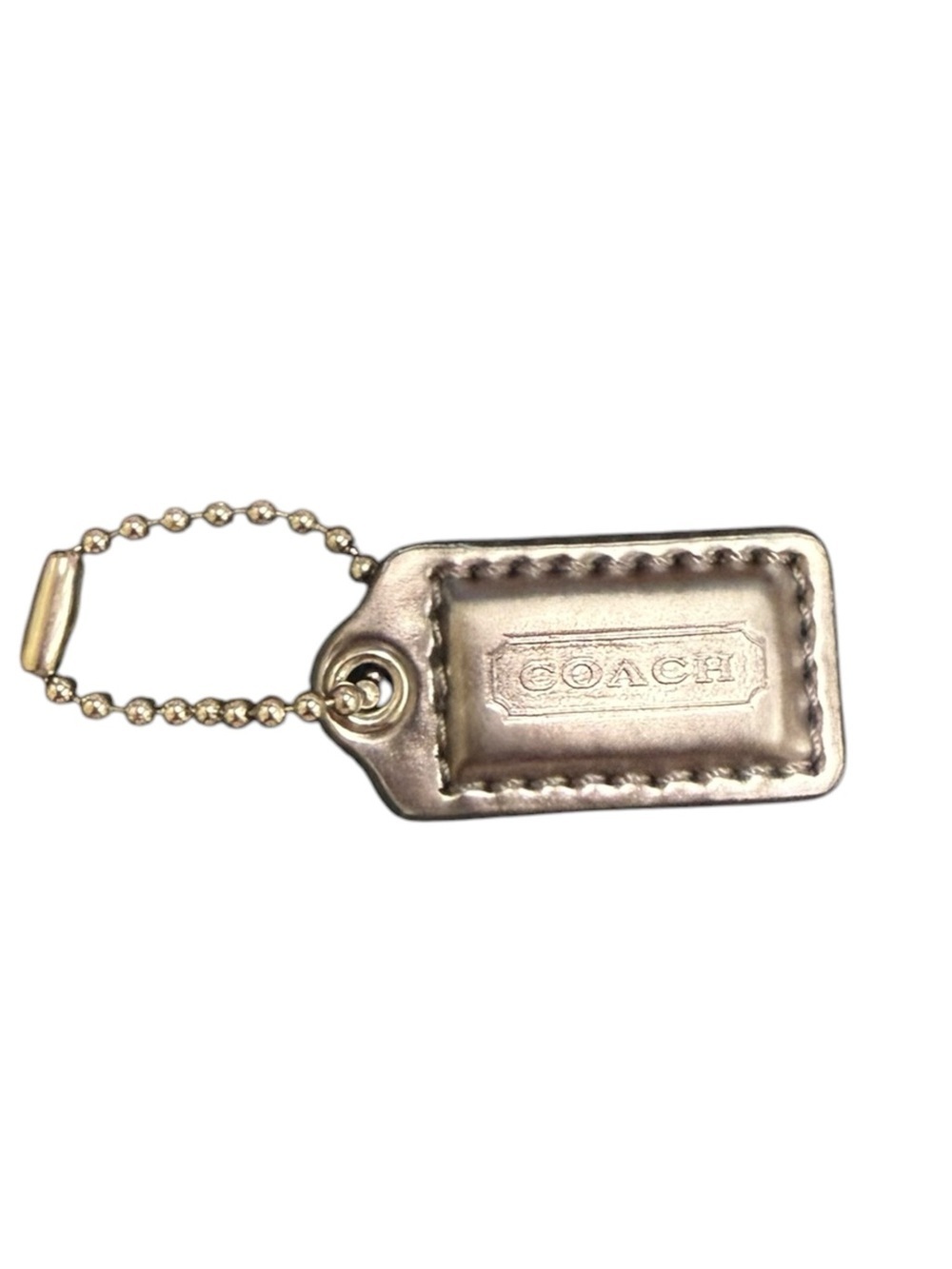 Coach Leather Metallic Silver Purse Charm Tag